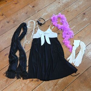 ROARING 20s JAZZY Black FLAPPER COSTUME   Girls Size 14 with EXTRAS!